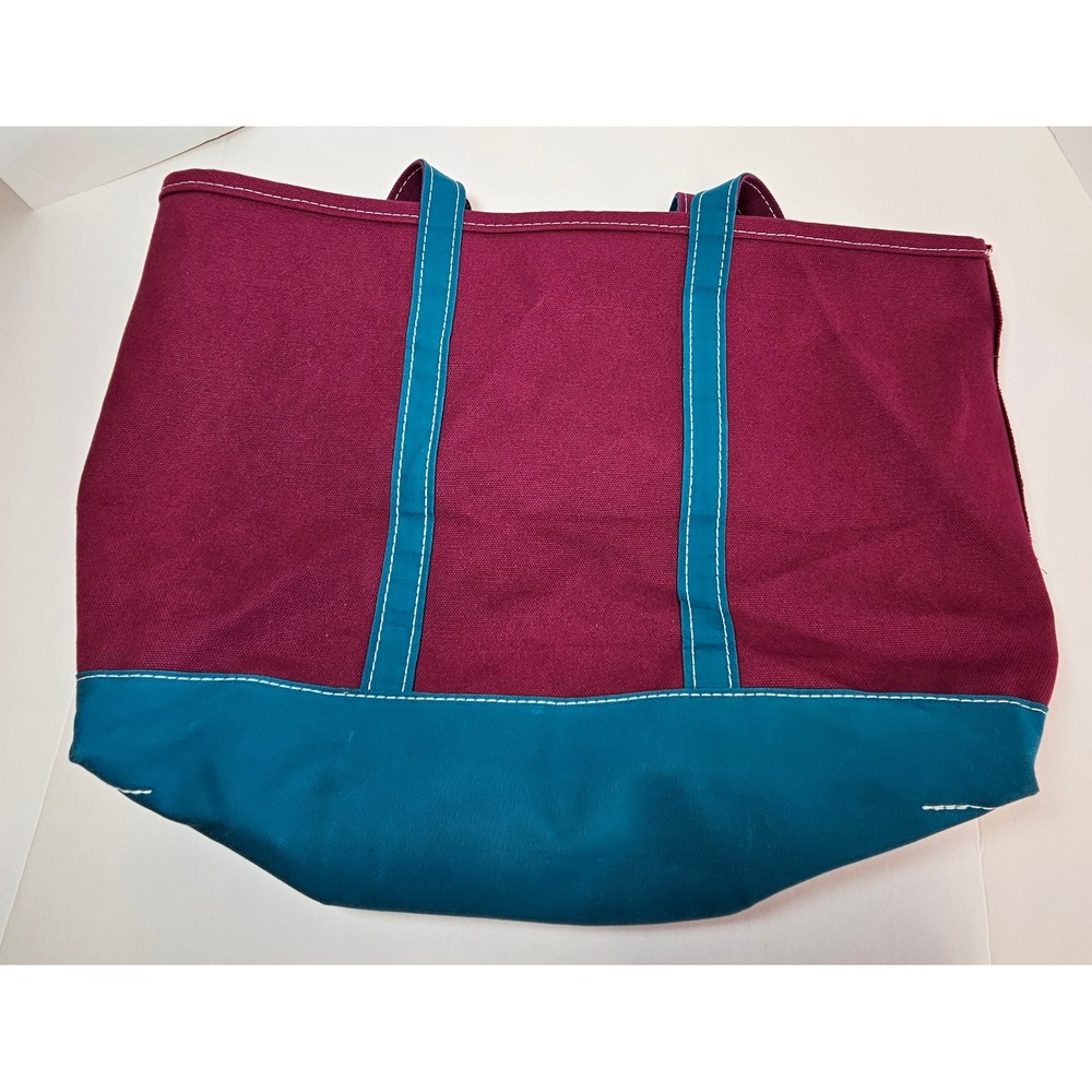 RARE Vintage 22" L.L. Bean Magenta And Teal Canvas Boat And Tote Made In U.S.A - Picture 2 of 9